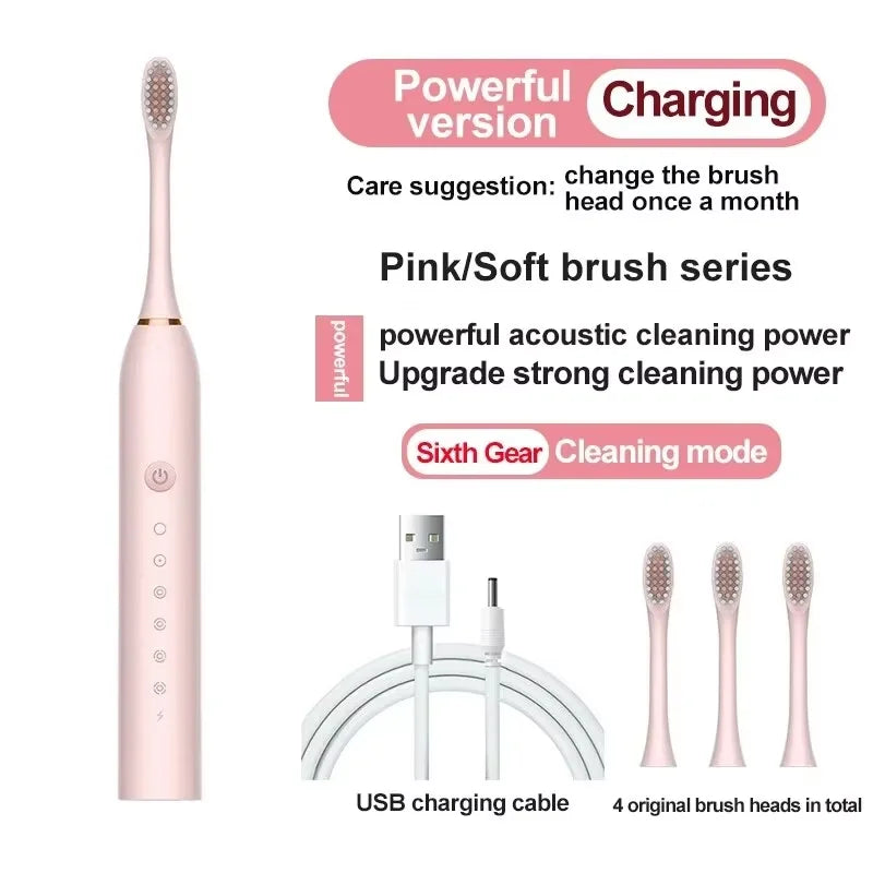 Six-Speed Rechargeable Sonic Electric Toothbrush | Smart Oral Care for Adults & Children