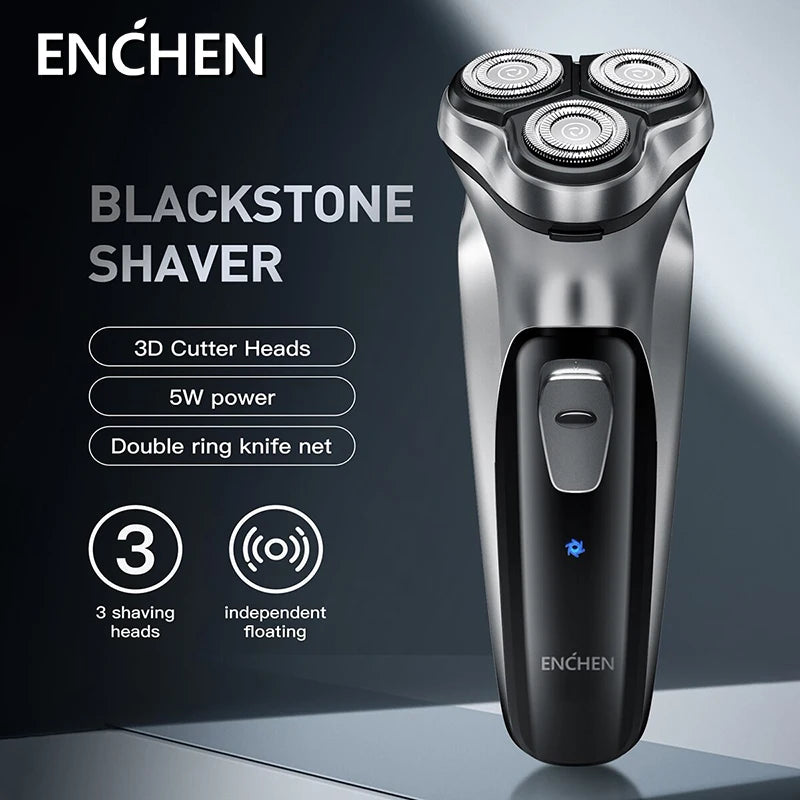 ENCHEN Blackstone Electric Rotary Shaver – 3D Floating Blades | USB Type-C Rechargeable Beard Trimmer