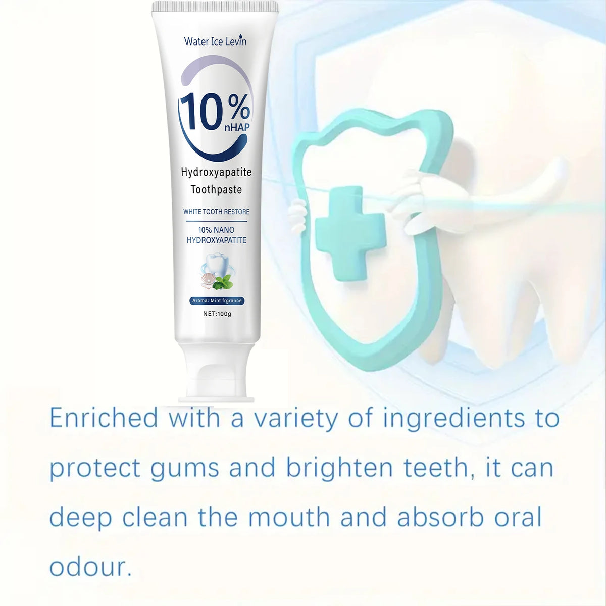 Water Ice Levin 10% Nano Hydroxyapatite Toothpaste | Fresh Mint 100g