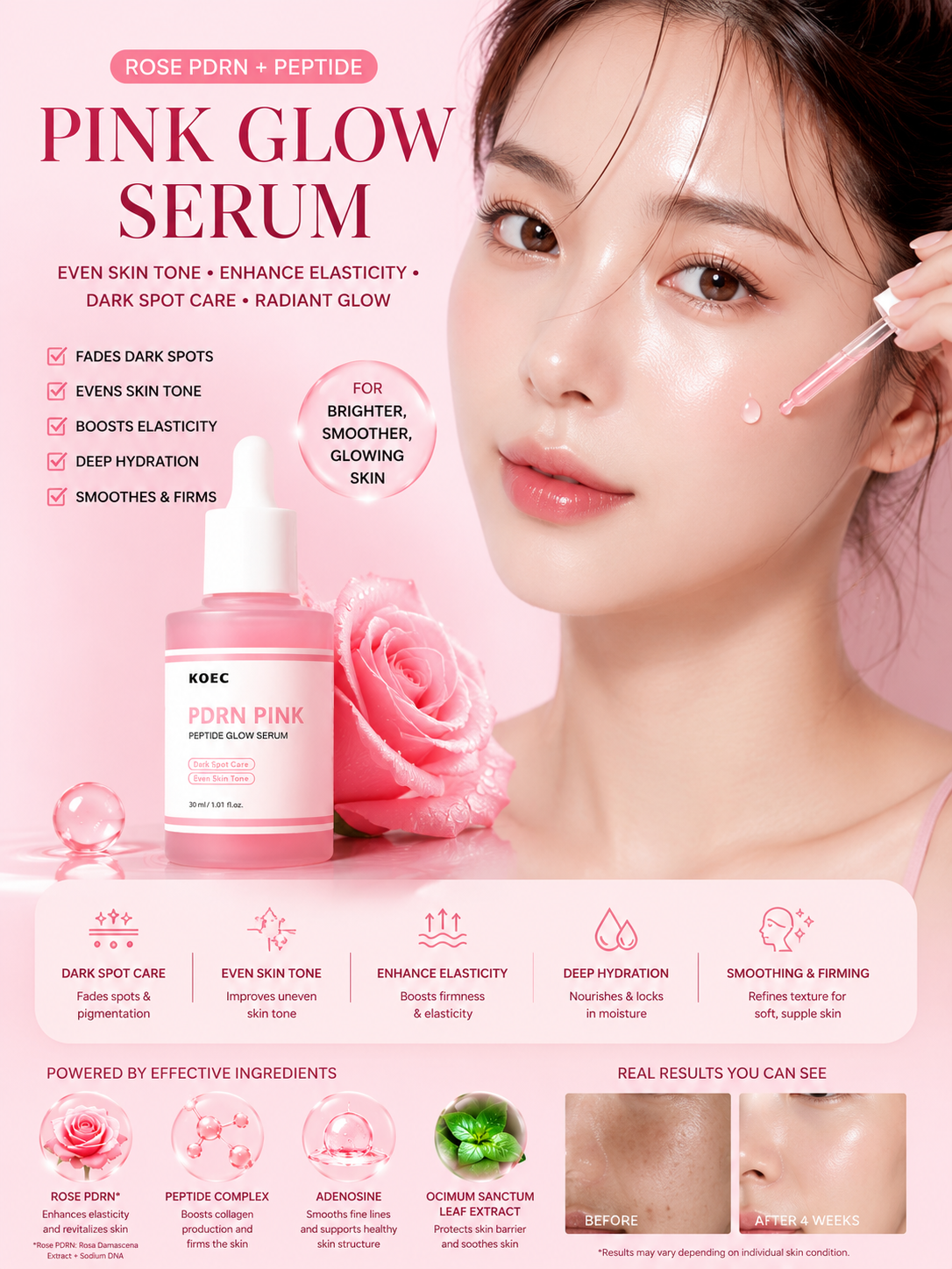 Salmon PDRN Glow Serum – Peptide & Adenosine Facial Serum for Smooth, Even-Looking Skin (30ml)