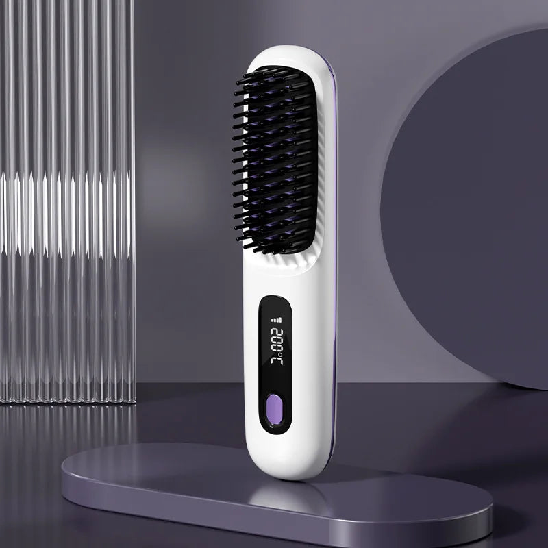 Wireless Hair Straightening Comb | Portable Negative Ion Straightener