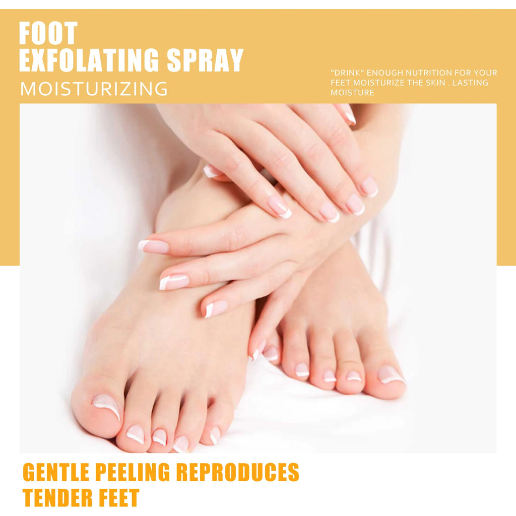 OUHOE Foot Exfoliating Spray 200ml – Callus Softener, Dry Cracked Heel Repair, 72H Moisture Lock & Odor Control Foot Care