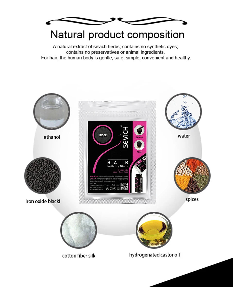 SEVICH 25g Hair Fibers Refill Bag Bald Extension Hair Growth Powder Salon Professional Hair Treatment Unisex Hair Loss Products