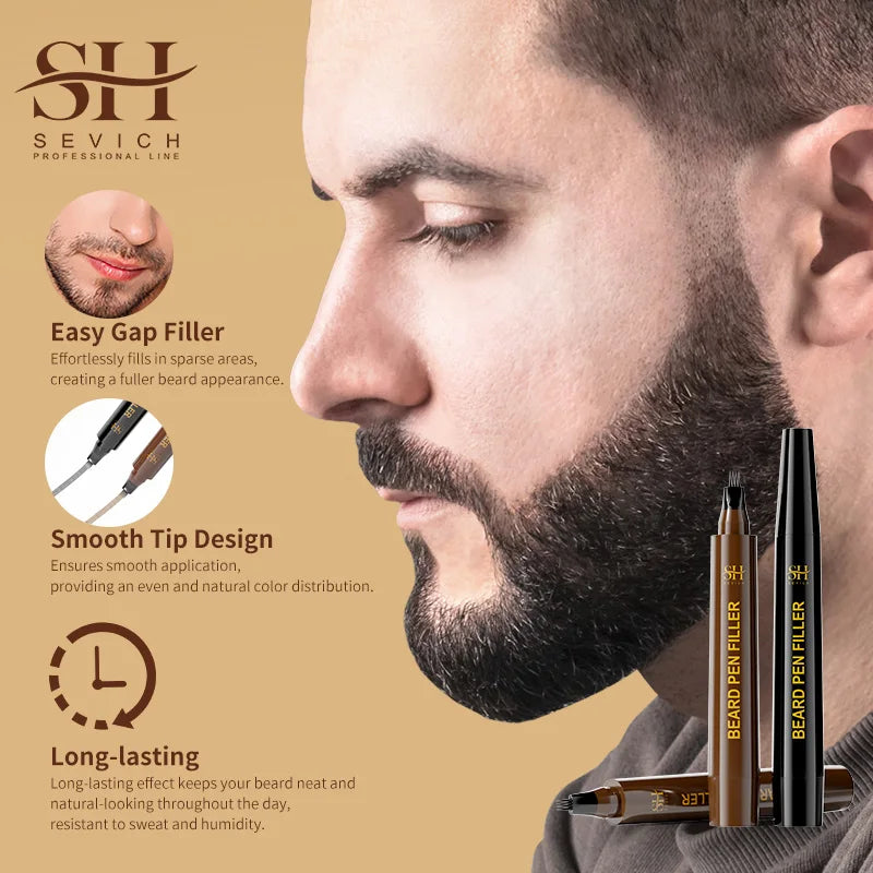 Sevich Waterproof Beard Filler Pen – Instant Beard & Mustache Touch-Up | Natural-Looking Coverage