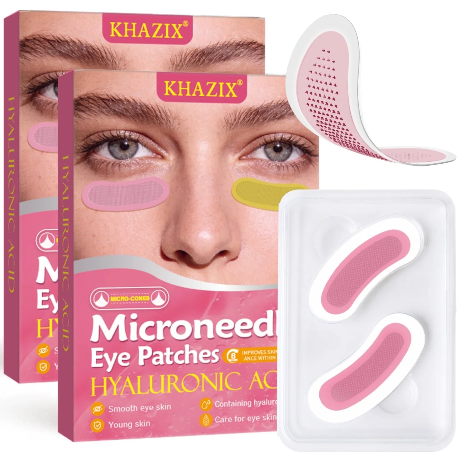 Retinol Microneedle Eye Patches with Hyaluronic Acid & Peptides – Firming Under-Eye Treatment (1 Pair)