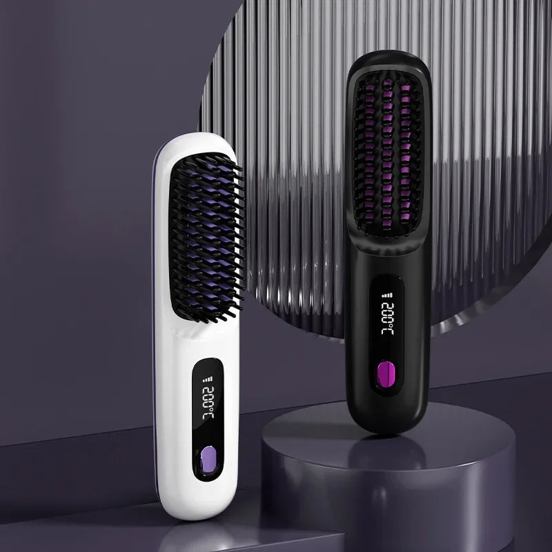Wireless Hair Straightening Comb | Portable Negative Ion Straightener