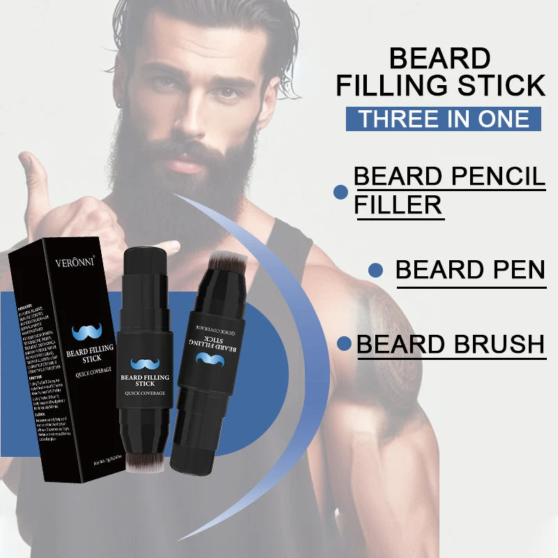 2-in-1 Beard Filler Pen with Brush – Natural-Looking Beard & Mustache Touch-Up | Long-Lasting | 7g