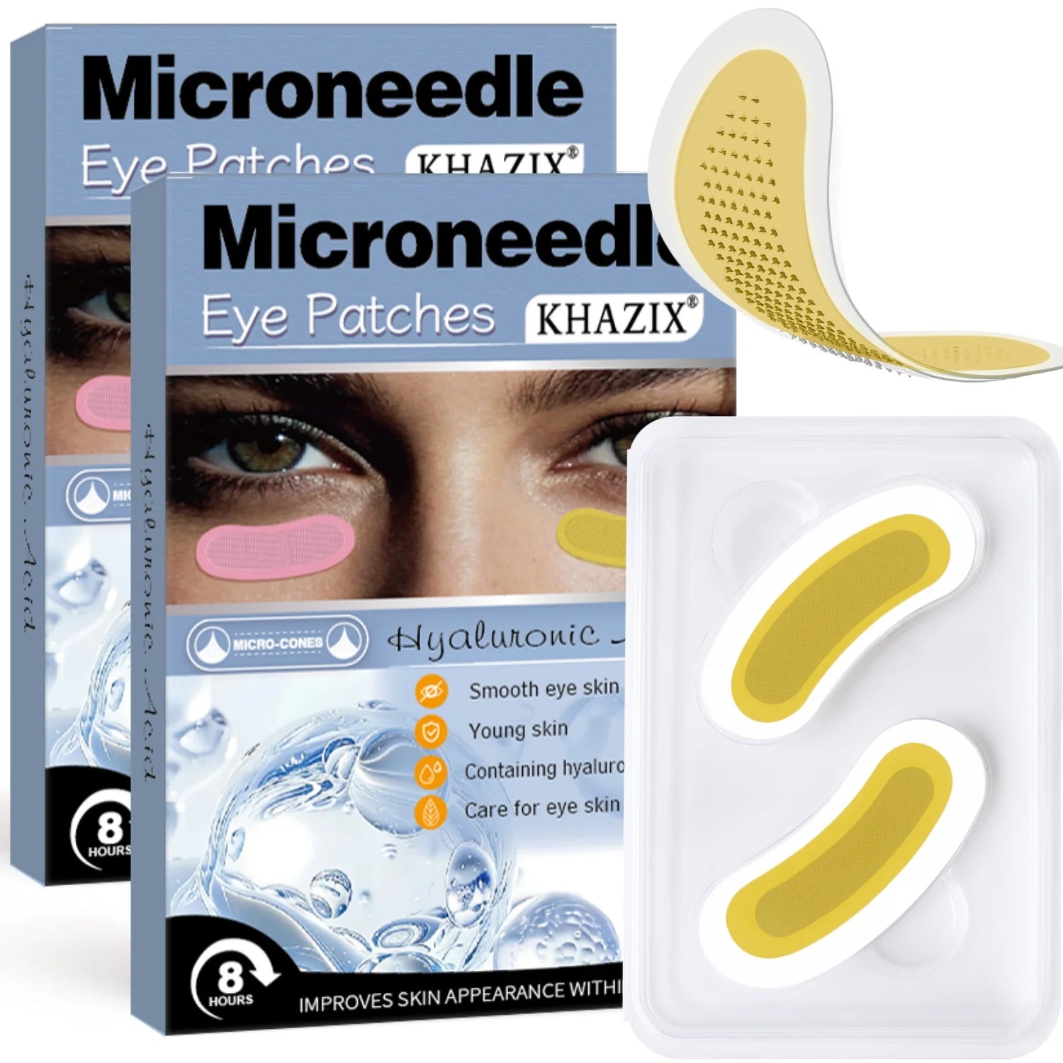Retinol Microneedle Eye Patches with Hyaluronic Acid & Peptides – Firming Under-Eye Treatment (1 Pair)
