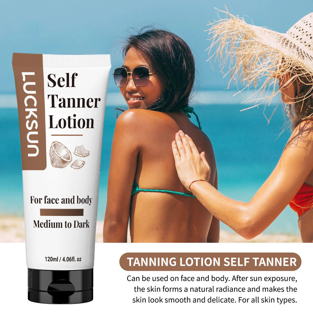 Natural Self-Tanning Lotion for Face & Body – Organic Formula with Aloe & Shea Butter | Medium to Dark Tan | 120ml