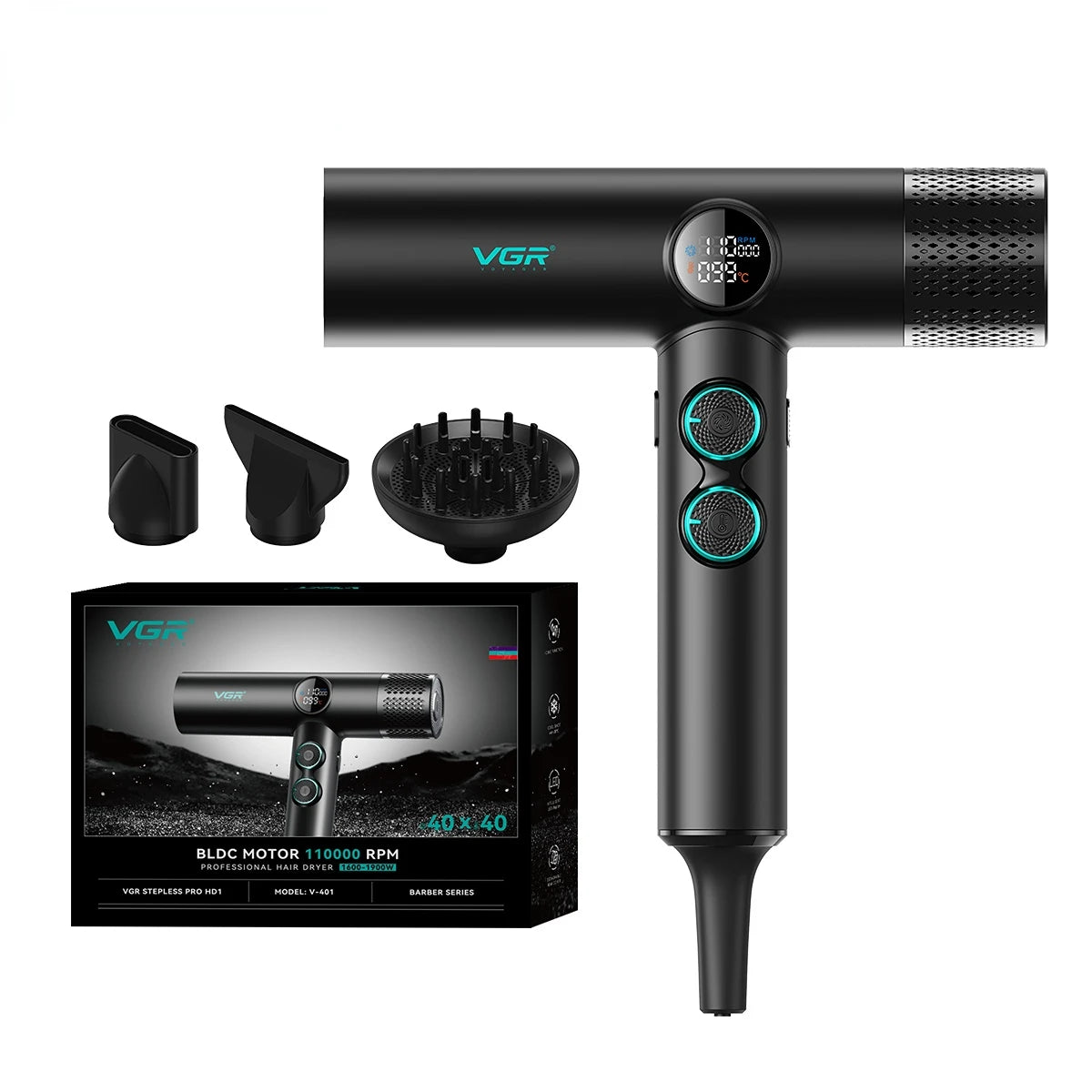 VGR Professional Hair Dryer V-401 | 110,000 RPM Brushless Motor