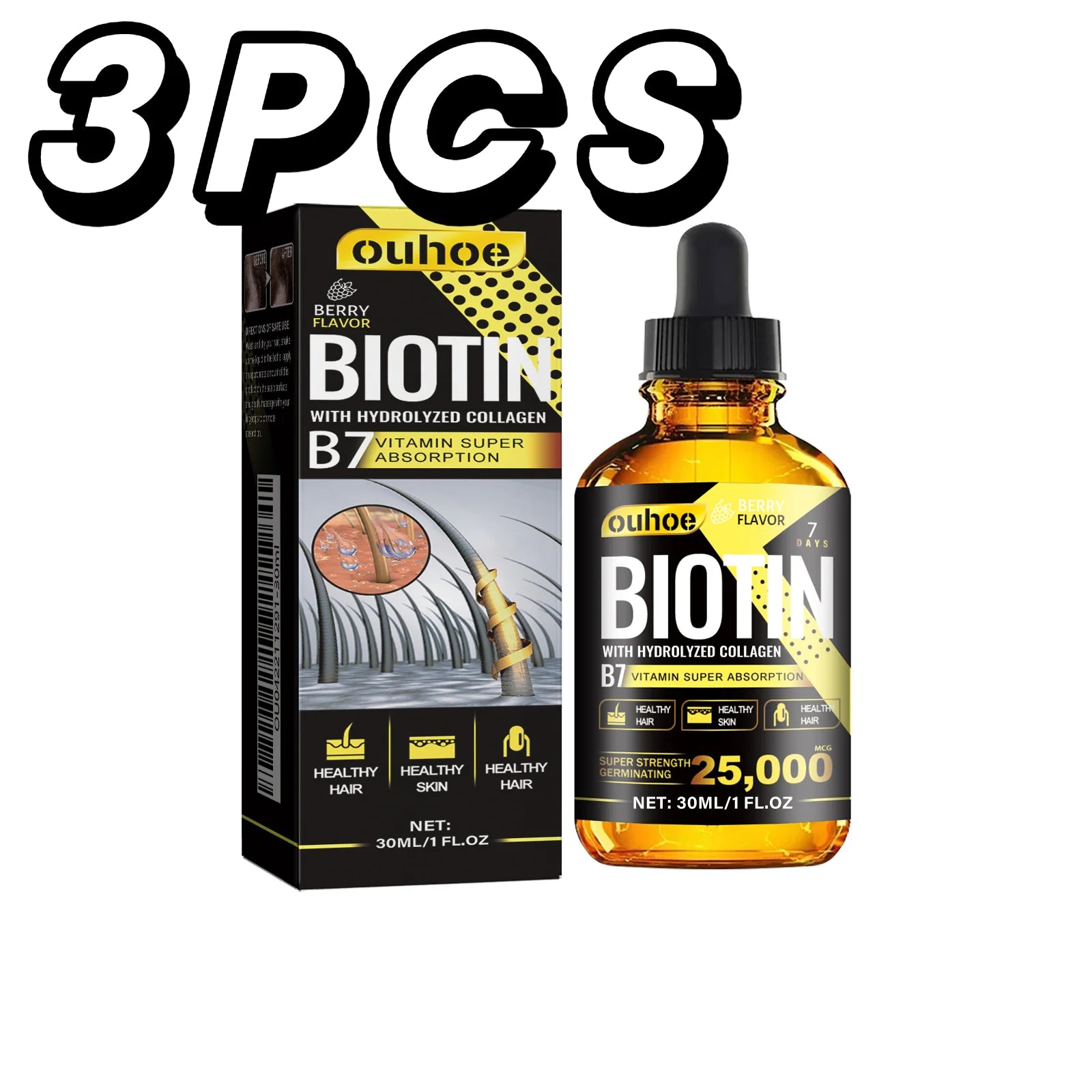 Biotin & Collagen Hair Oil – Rosemary & Ginseng Scalp Serum (30ml)