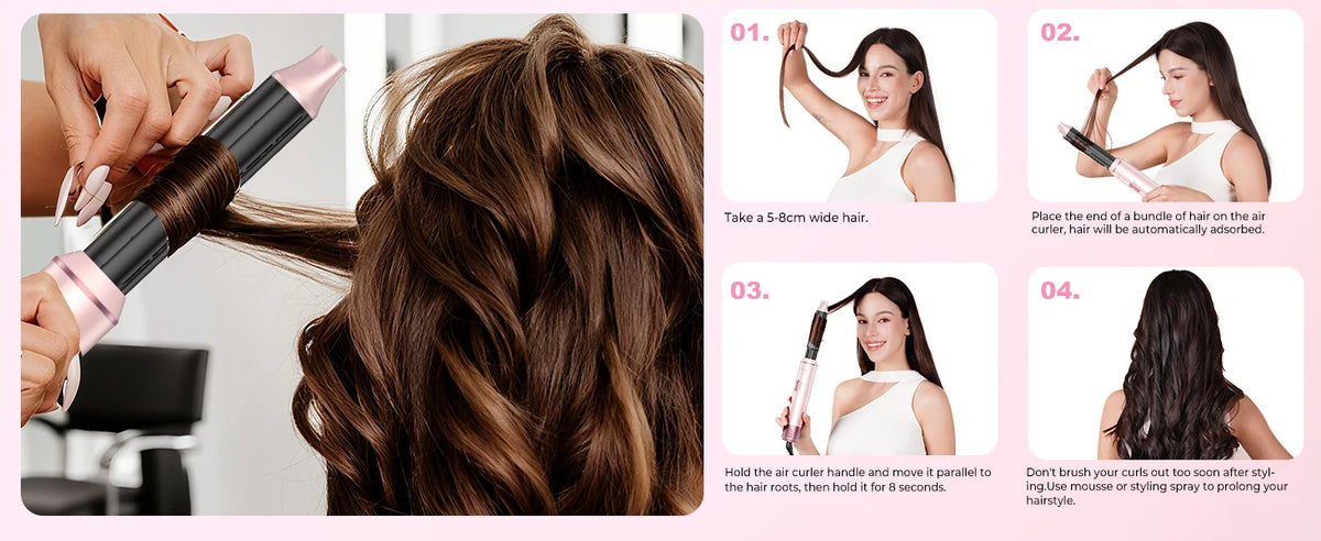 5-in-1 Hot Air Hair Styler | Dryer, Curler, Straightener & Volumizing Brush
