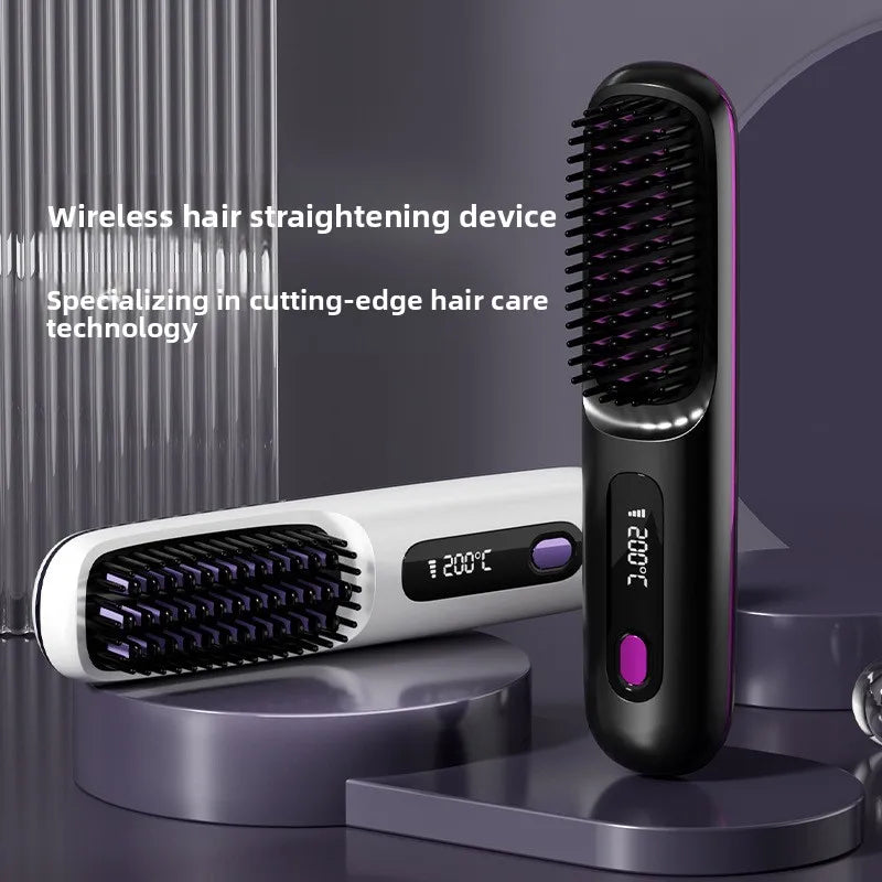 Wireless Hair Straightening Comb | Portable Negative Ion Straightener