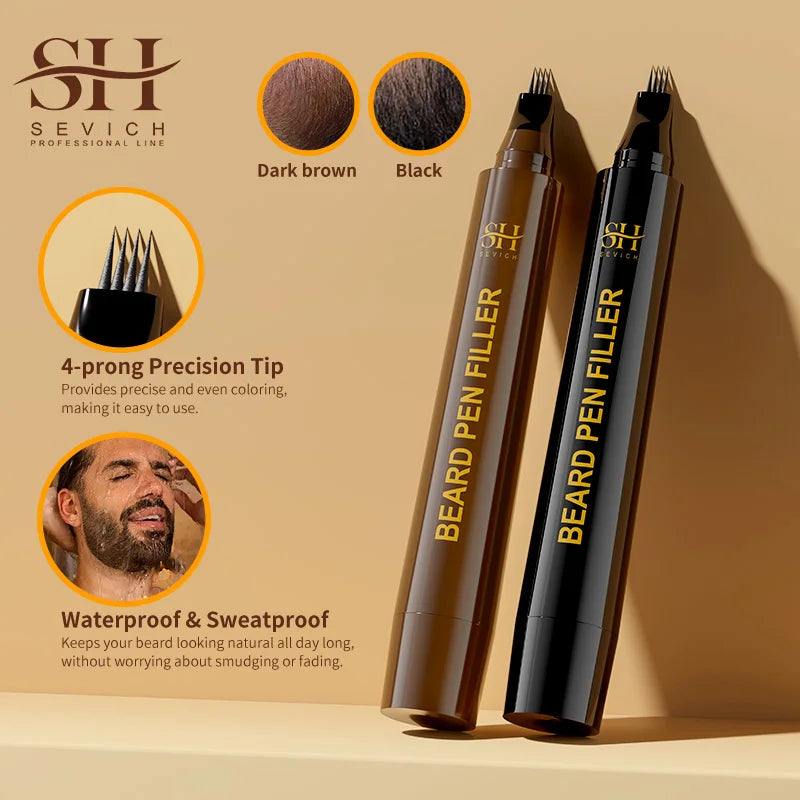 Sevich Waterproof Beard Filler Pen – Instant Beard & Mustache Touch-Up | Natural-Looking Coverage