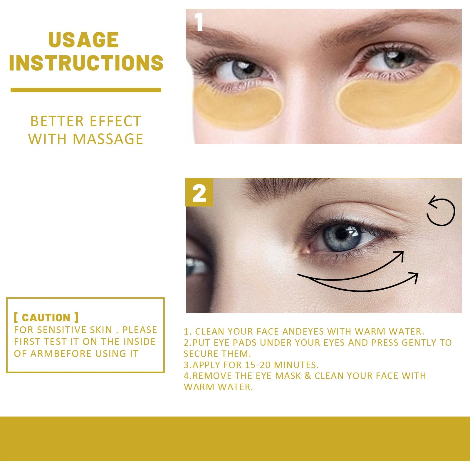 EELHOE 24K Gold Under Eye Patches – Collagen & Hyaluronic Acid Eye Masks for Dark Circles & Puffiness (60 Pcs)