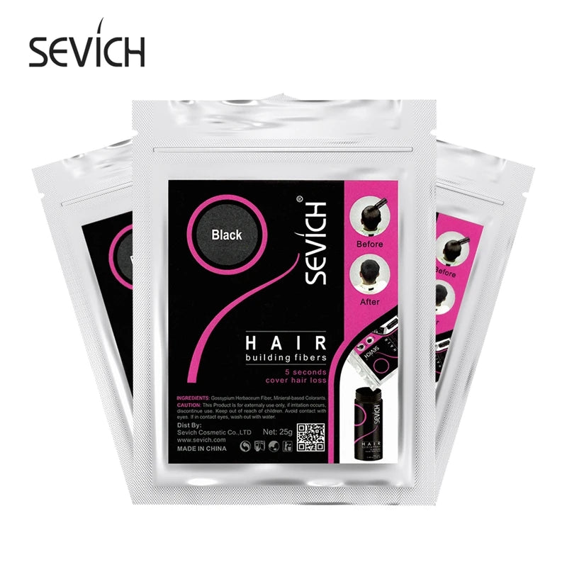SEVICH 25g Hair Fibers Refill Bag Bald Extension Hair Growth Powder Salon Professional Hair Treatment Unisex Hair Loss Products