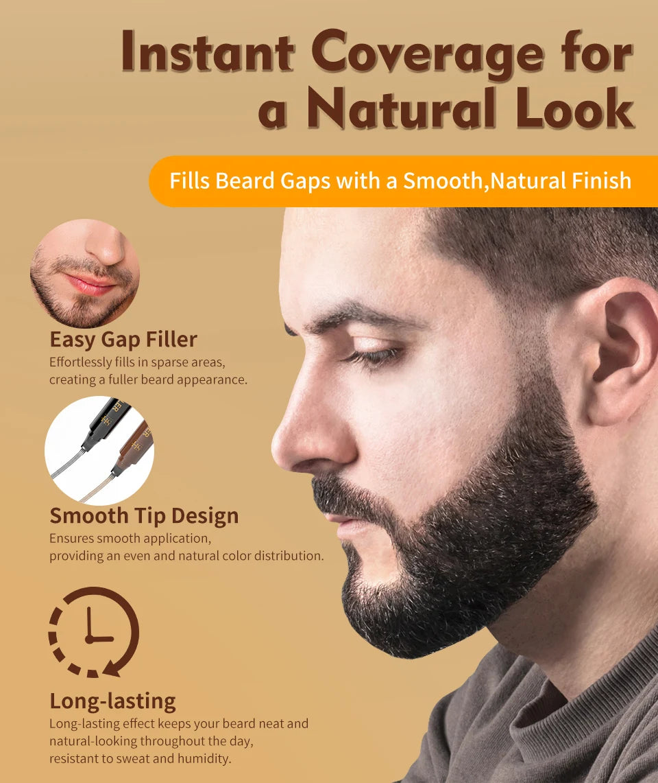 Sevich Waterproof Beard Filler Pen – Instant Beard & Mustache Touch-Up | Natural-Looking Coverage