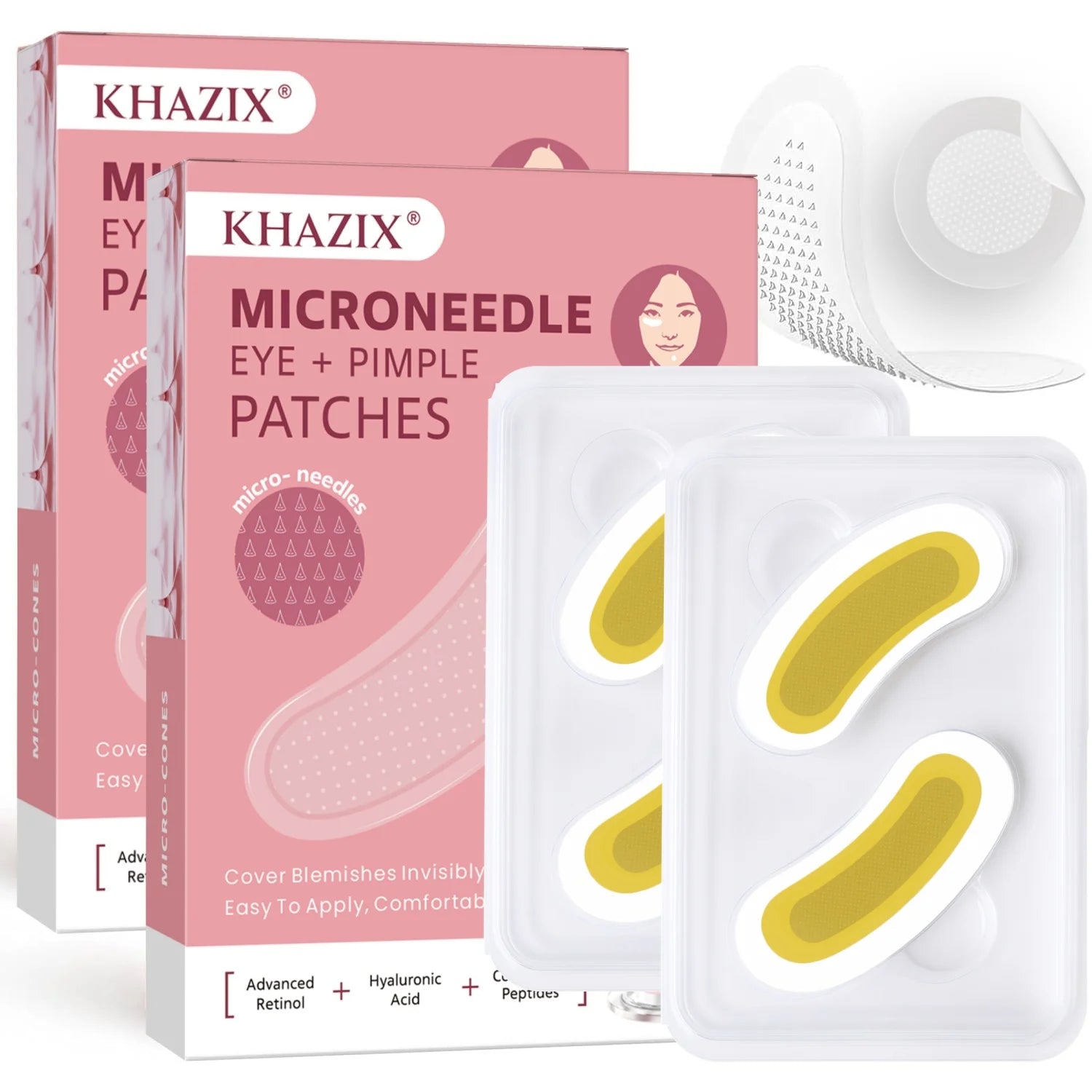 Retinol Microneedle Eye Patches with Hyaluronic Acid & Peptides – Firming Under-Eye Treatment (1 Pair)