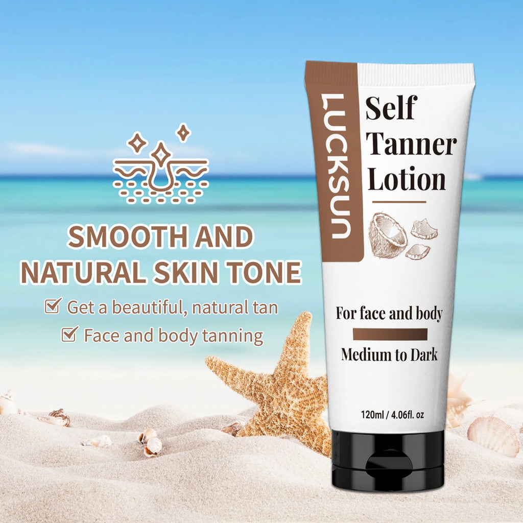 Natural Self-Tanning Lotion for Face & Body – Organic Formula with Aloe & Shea Butter | Medium to Dark Tan | 120ml